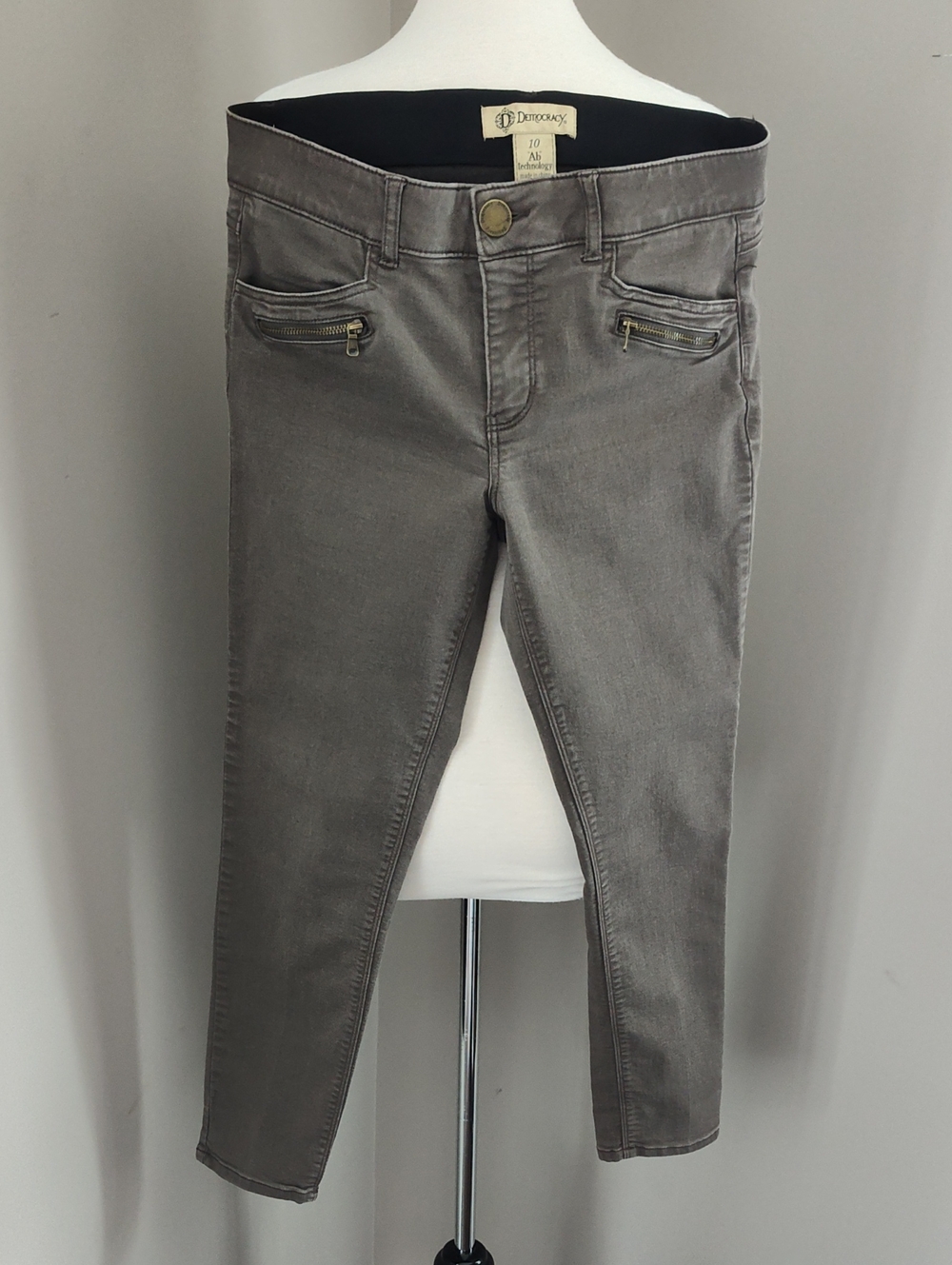 Democracy Heathered Brown Ab Technology Skinny Zip Pocket Jeans